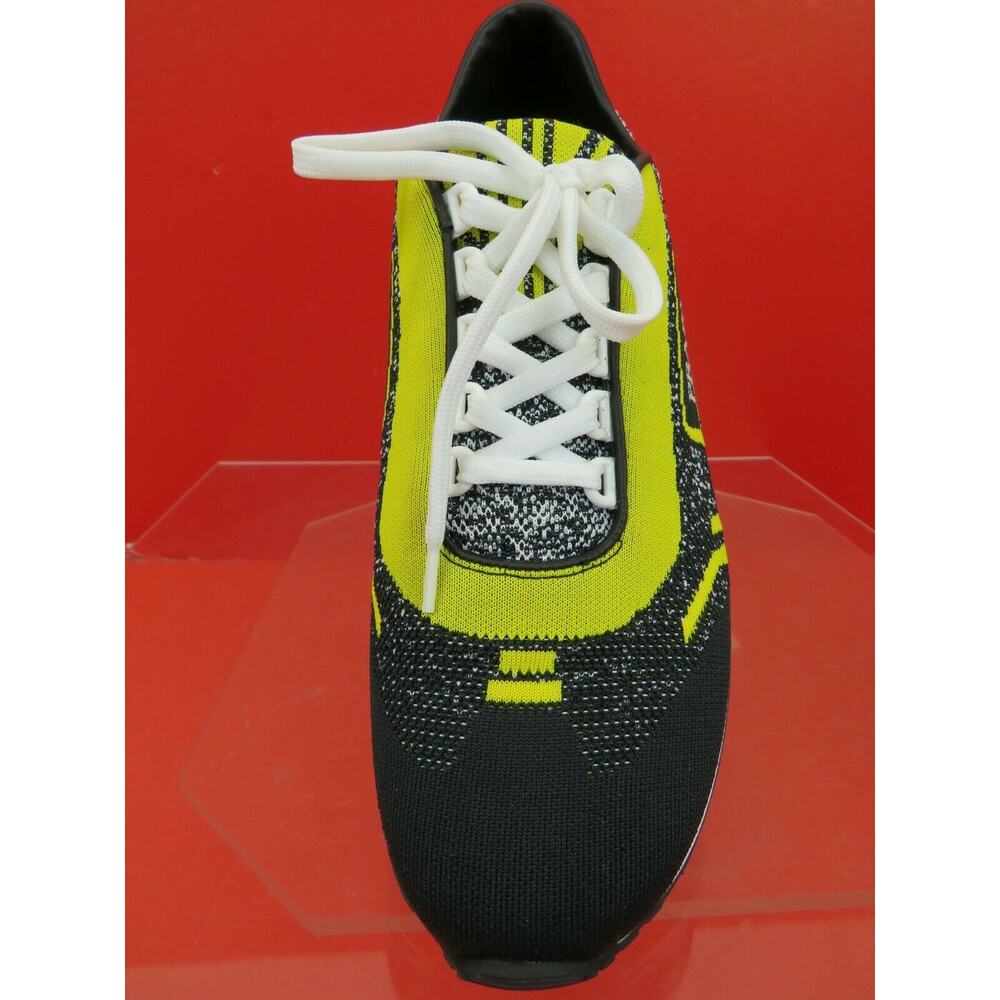 NIB PRADA 2EG272 YELLOW BLACK FABRIC TRAINERS KNIT LOGO LACE UP SNEAKERS 8 US 9 - Picture 6 of 12